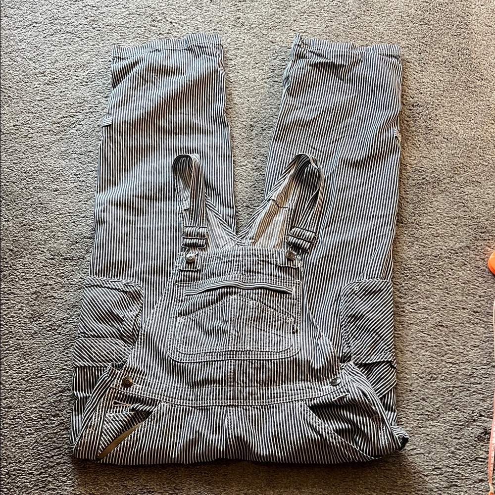 Duluth Trading Co Black and White Striped overalls XS